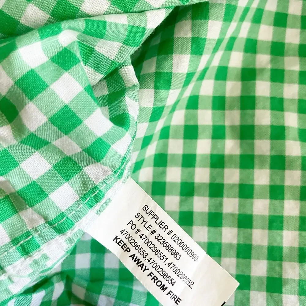 Ralph Lauren Gingham Shirt Boys Size 10-12 Green Button Down Long Sleeve Spring